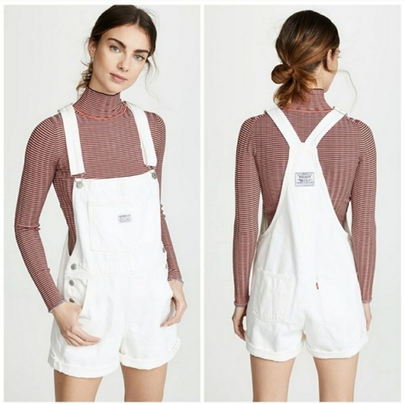 Levi's Vintage Shortalls Overalls Short White - Picture 2 of 3